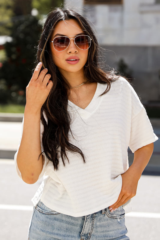 White Knit Tee